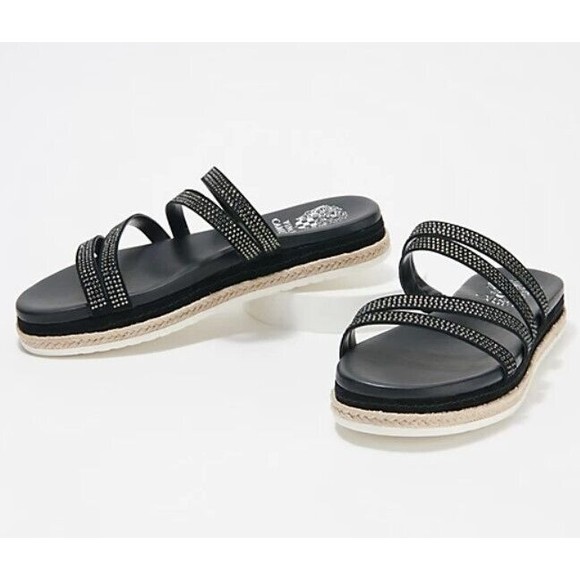 Vince Camuto Shoes - Vince Camuto Sandals Slide Rallsan Strappy Black Leather US 9M 40EU Shoes NEW